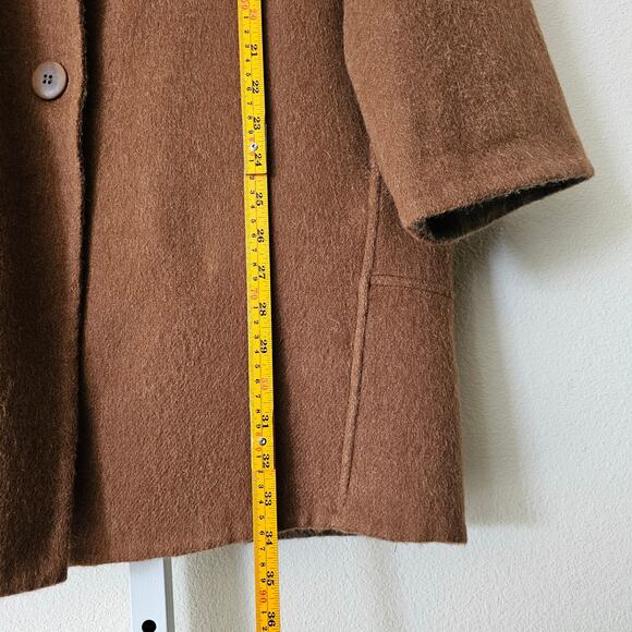 Eileen Fisher Brown Alpaca Wool Silk Blend Oversize Shawl Collar Coat  Sz XS - Picture 15 of 16